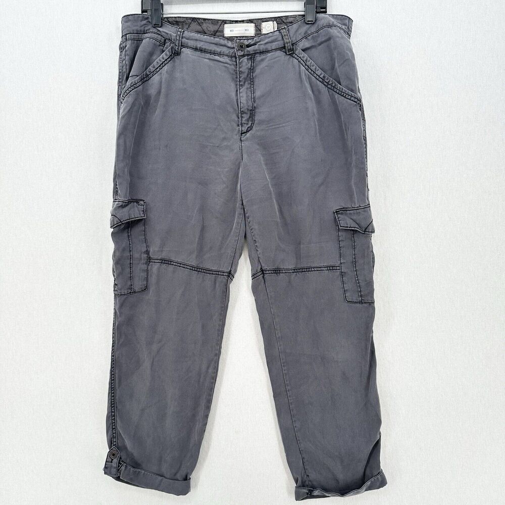 Lyocell Tencel Pants HEI HEI Anthropologie Womens 32 14 Gray Cargo Beach Lounge